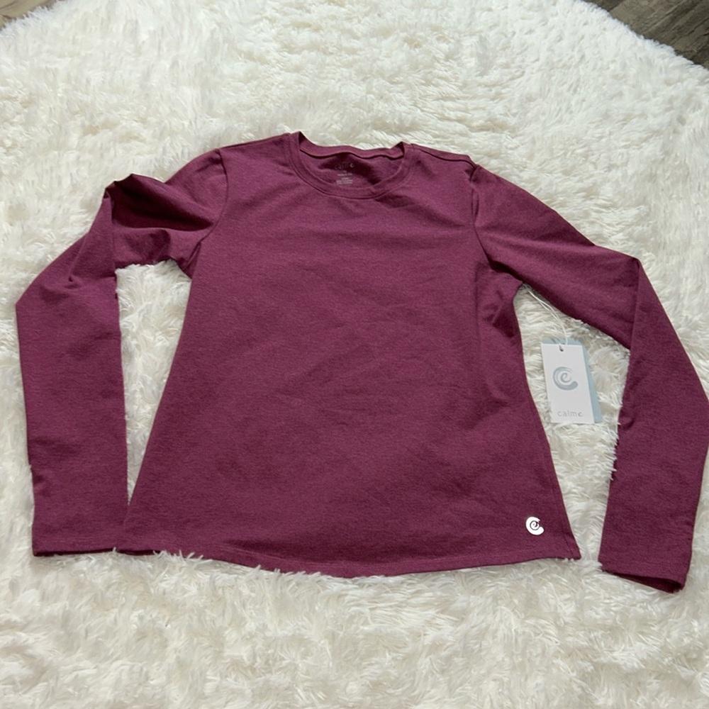 Calme Tee Long Sleeve Space Dye Color: Dust Berry Size M NWT